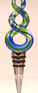 GLASS TWIST BOTTLE STOPPER- KIWIANA ORNAMENT- GIFTS UNDER $20
