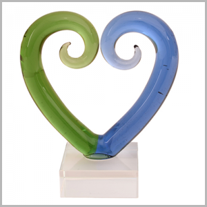 KORU HEART IN GLASS- KIWIANA ORNAMENT