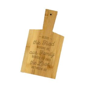 BAMBOO SNACK BOARD- BLESS FOOD BEFORE US- GIFTS UNDER $20