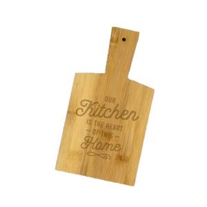 BAMBOO SNACK BOARD- HEART OF OUR HOME- GIFTS UNDER $20