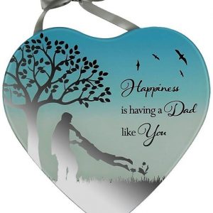 DAD HEART PLAQUE- GLASS- GIFTS UNDER $10