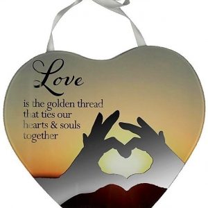 LOVE HEART PLAQUE- GLASS- GIFTS UNDER $10