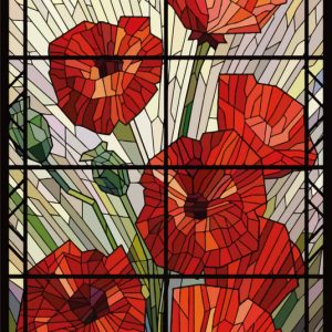 POPPIES- GLASS WALL ART- PICK UP ONLY