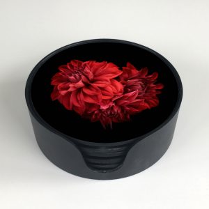 RED FLOWERS GLASS COASTERS- GIFTS UNDER $20