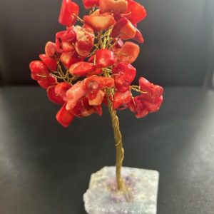 RED CORAL GEMSTONE TREE - NEW 13 cm