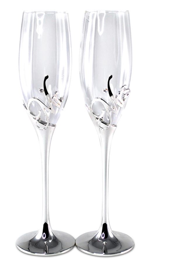 CHAMPAGNE FLUTES- MR & MRS-SET OF TWO- PRE ORDER