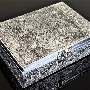 JEWELLERY BOX-HANDMADE- DREAMCATCHER- SILVER FINSH